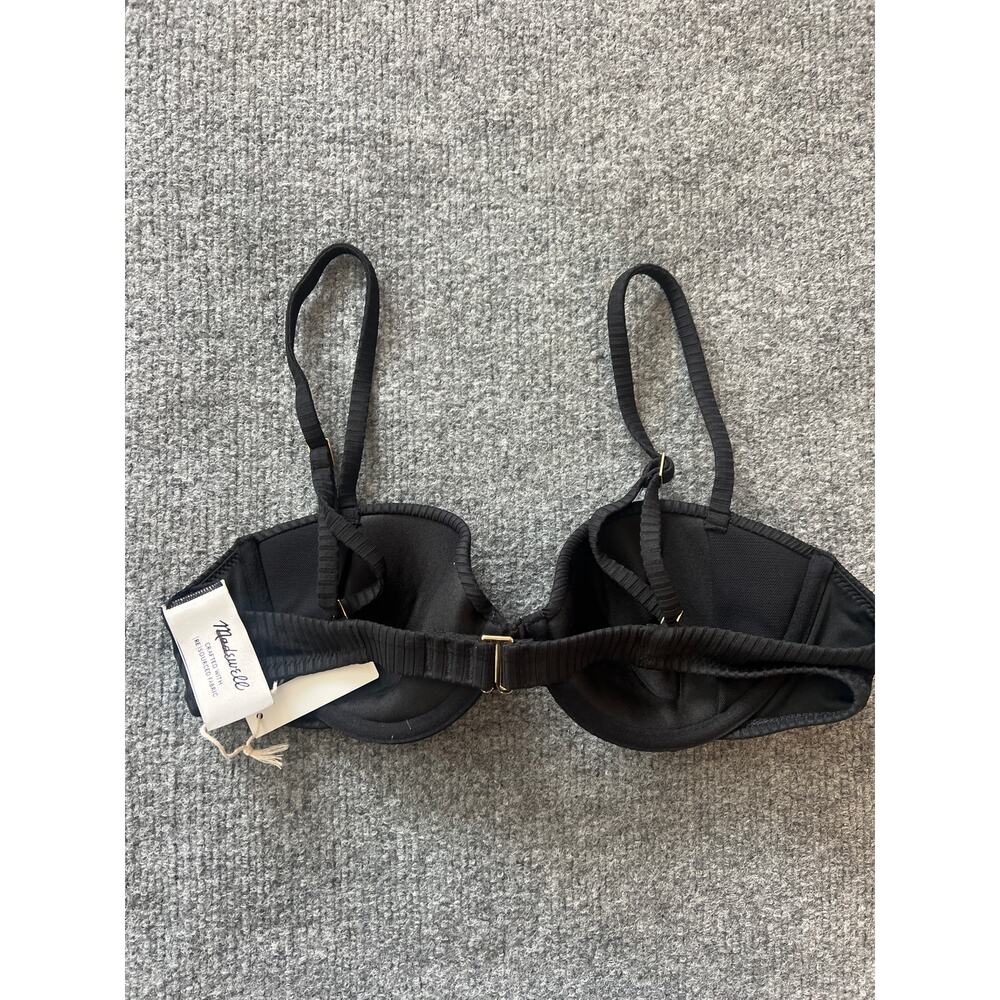 Madewell Ribbed Balconette Bikini Top Black Small NWT NP213 - Picture 3 of 8
